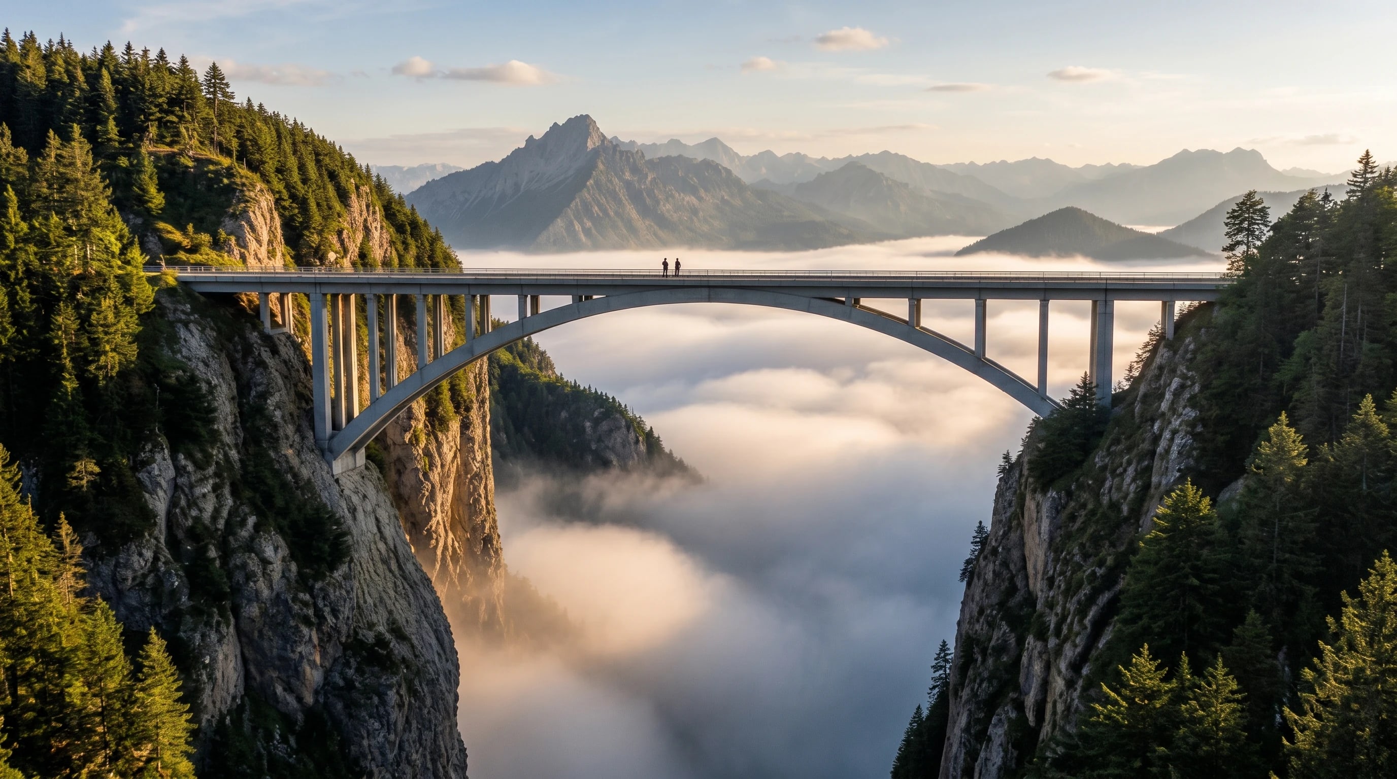 Brücke über einem Nebelmeer